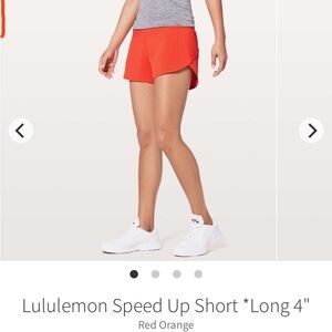 lululemon athletica Women's Speed Up Short in Red Orange